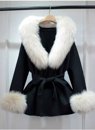 Desteny  Wool Coat Black Beige