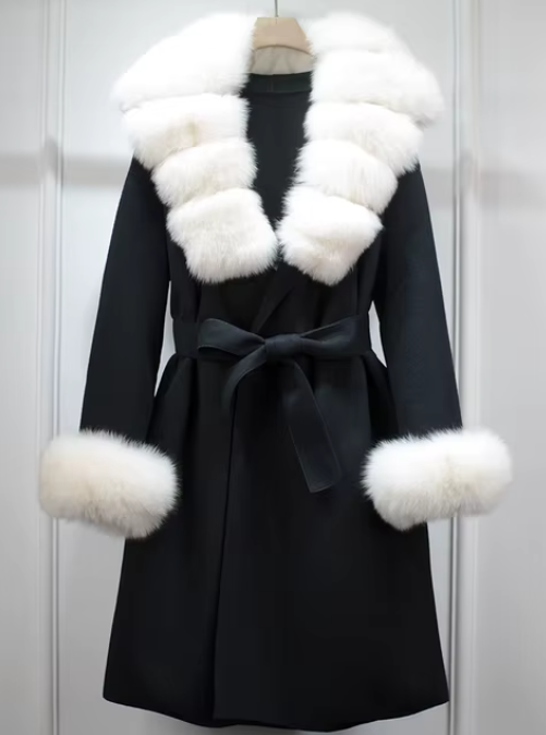 Anda Fur Coat Black White