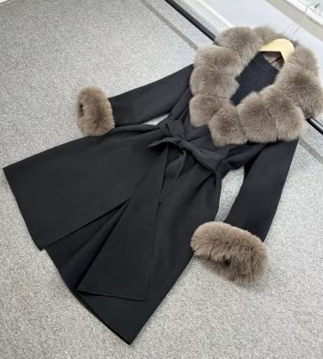 Anda Fur Coat Black Brown