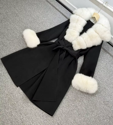 Anda Fur Coat Black White